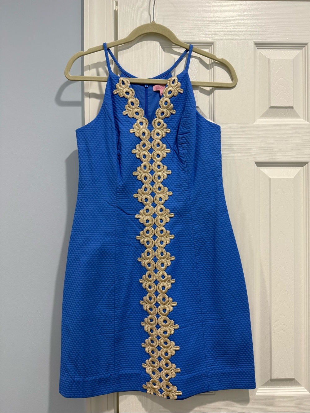 Lilly Pulitzer Blue Mini Dress with Gold Floral Trim